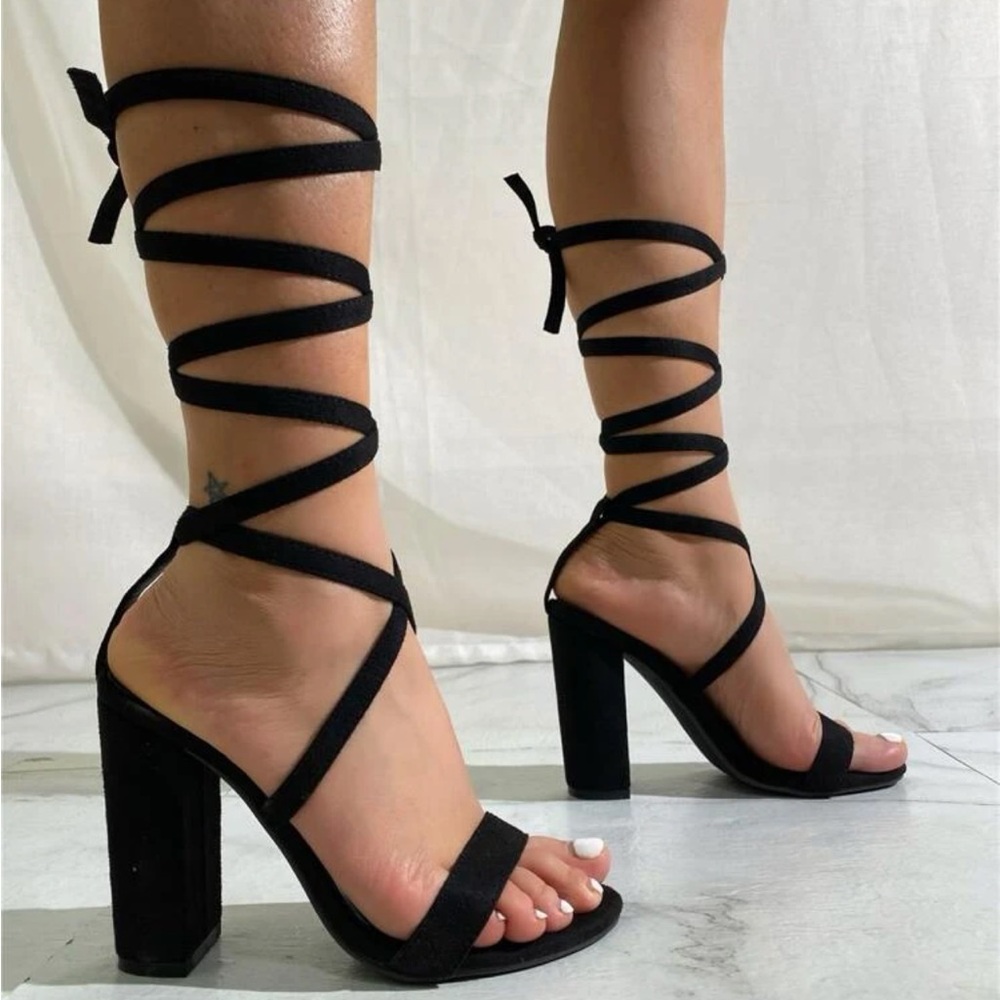 Chunky heels with straps🖤 From SHEIN